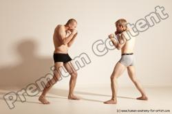 Underwear Martial art Man - Man White Moving poses Slim Short Blond Dynamic poses Academic